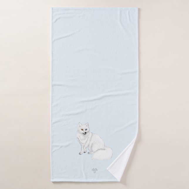 Arctic Fox Art on Icy Blue Background 3pc Bath Set (Toalla de baño)