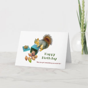 ardilla con caja de maíz Tarjeta de cumpleaños