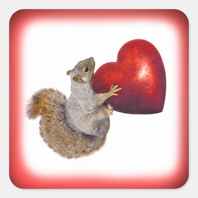 ardilla con Pegatina del corazón rojo grande (Anverso)