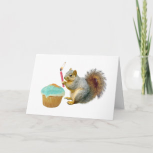 ardilla con tarjeta de cumpleaños feliz para velas