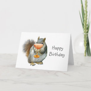 ardilla con tarjeta de cumpleaños para beber