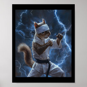 ardilla de arte marcial con relámpago de Karate Gi