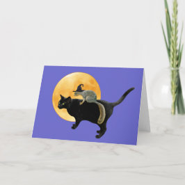 Ardilla de la bruja en tarjeta del gato