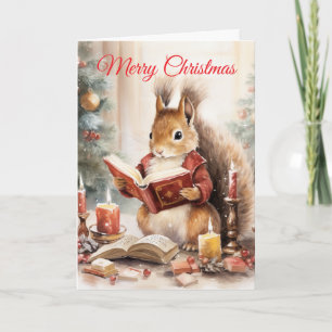 Ardilla de Navidad leyendo