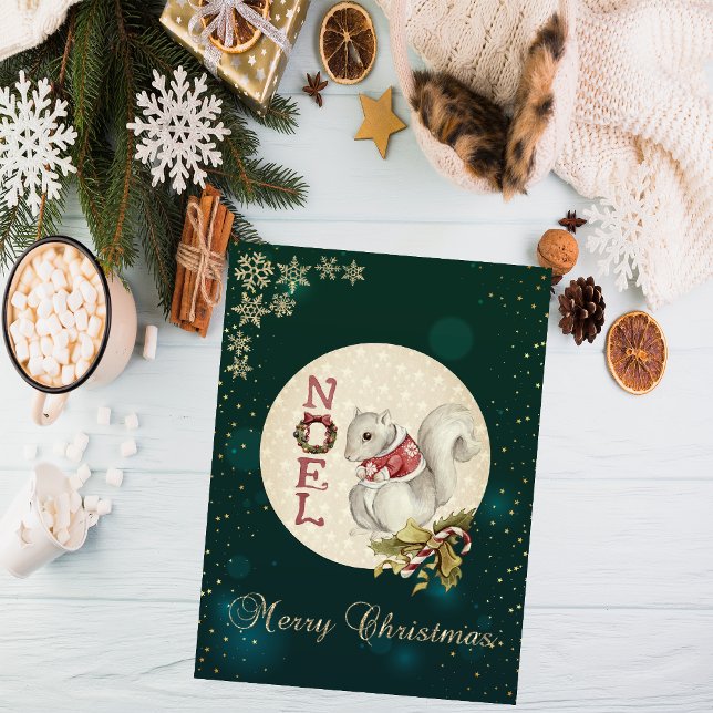 Ardilla de Navidad vintage, copos de nieve (Subido por el creador)