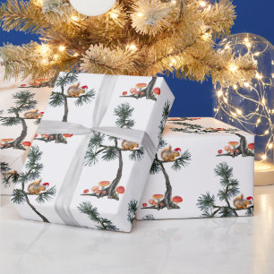 Ardilla de Santa en Papel de Regalo de Árbol de Ch