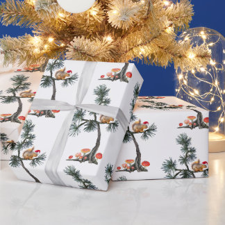 Ardilla de Santa en Papel de Regalo de Árbol de Ch