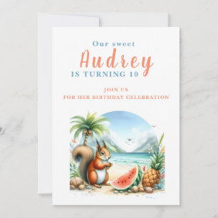 ardilla de verano - Tarjeta de invitación de cumpl