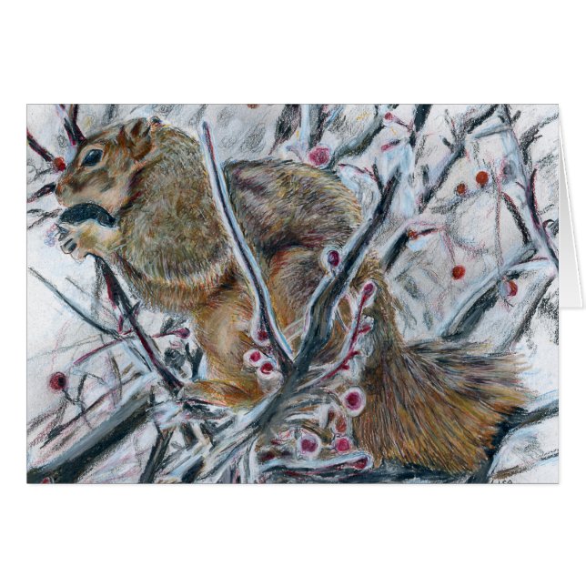 Ardilla del invierno en árbol (Anverso (Horizontal))