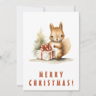 Ardilla dulce con Navidades dándole Feliz Navidad