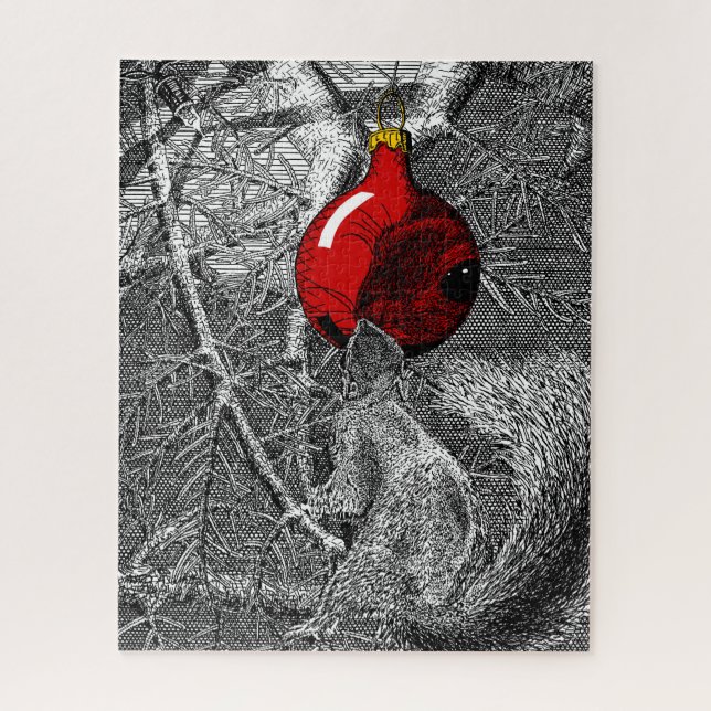 Ardilla en árbol de Navidad rompecabezas de 520 pi (Vertical)