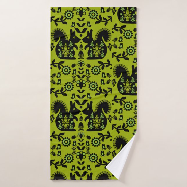 Ardilla Escandinavia Nórdica Arte Popular (Toalla de baño)