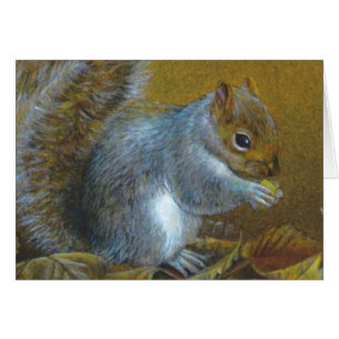 Ardilla gris en tarjeta de la bella arte de las