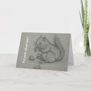 Ardilla que come la tarjeta de felicitación Nuts