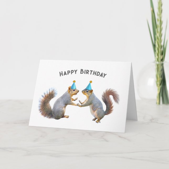 ardillas con Gorras Fiestas Tarjeta de cumpleaños (Anverso)