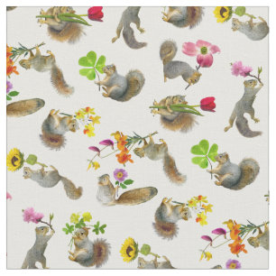 Ardillas con la tela de las flores