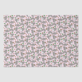 Ardillas grises sobre papel de tejido rosado