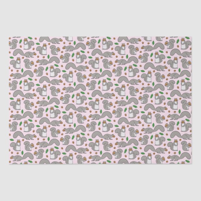 Ardillas grises sobre papel de tejido rosado (Anverso)