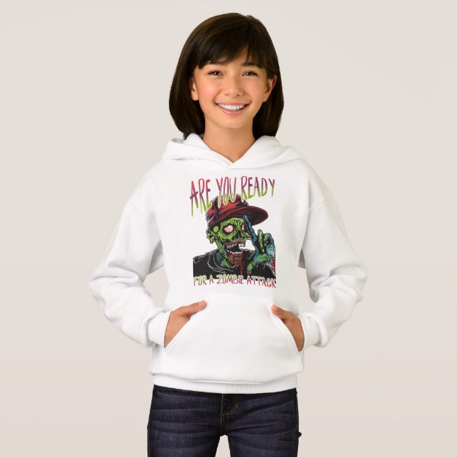 Are You Ready | Kids Zombie Attack Halloween Hoodi (Anverso completo)