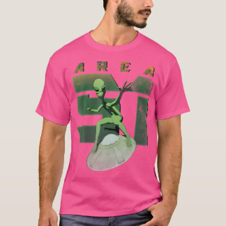 Área Alien 51 Camisa Ufo Hombre Verde Volando Sauc