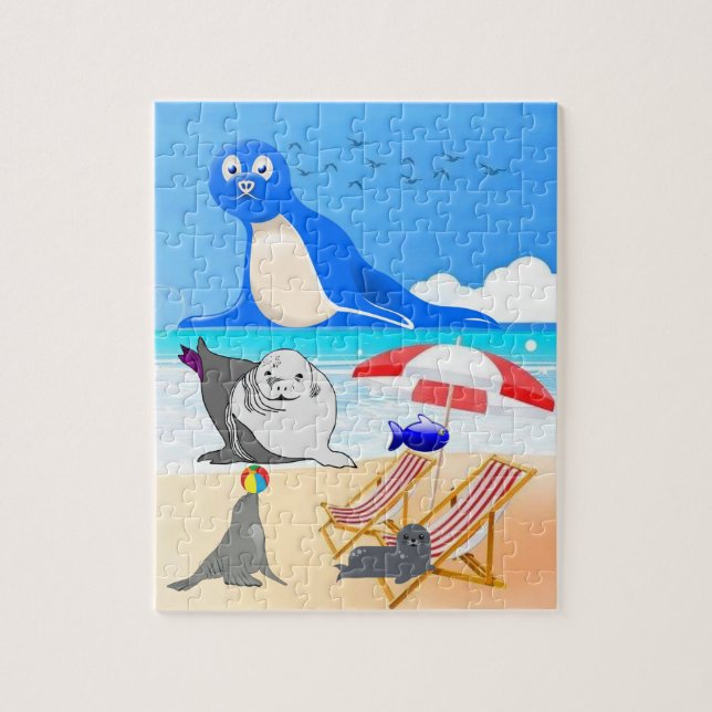 Arena de playa de focas rompecabezas (Vertical)
