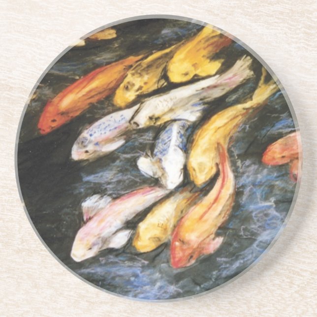 Arenisca Arte de pez koi Estanque Posavasos (Frente)