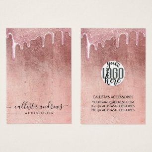 Arete con Logo de Purpurina Gruesa Dorado Rosa Gla