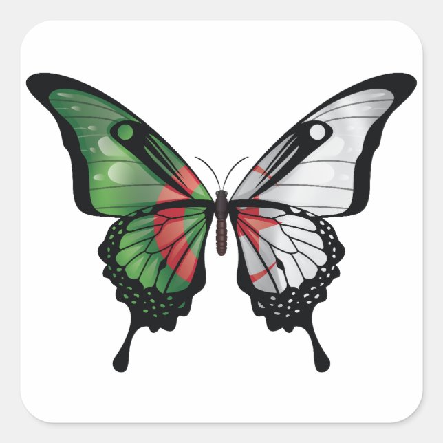 Argelia Pegatina de la bandera de la mariposa de c (Anverso)