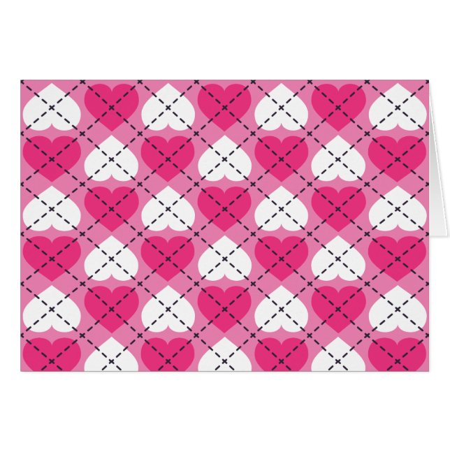 Argyle Hot Pink and White Hearts (Anverso (Horizontal))