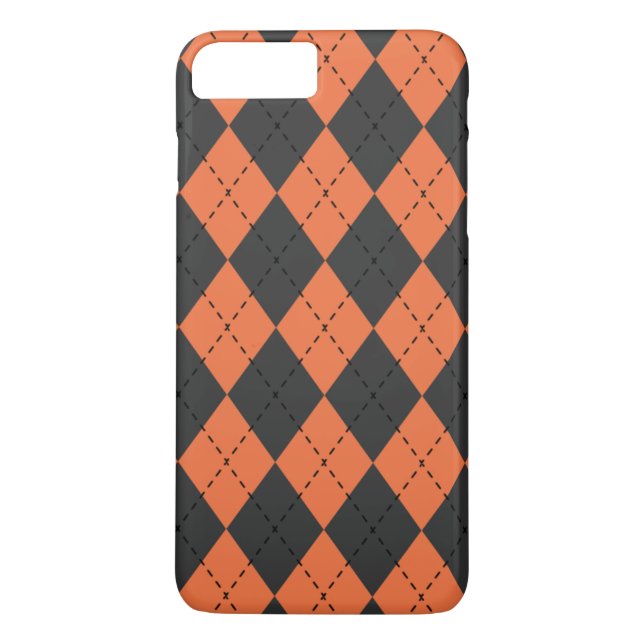Argyle negro y Naranja | Funda para móvil (Reverso)