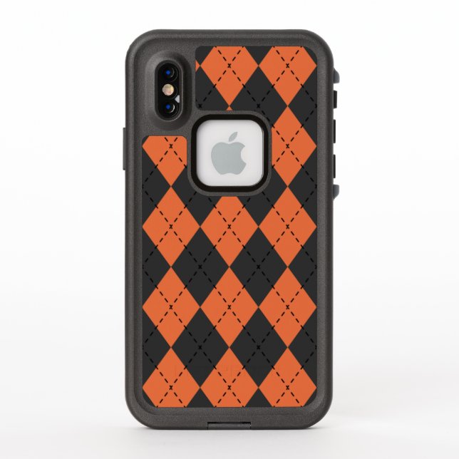 Argyle negro y Naranja | Funda para móvil (Reverso)