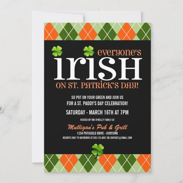 Argyle St. Patricks Day Invitaciones a fiestas (Anverso)