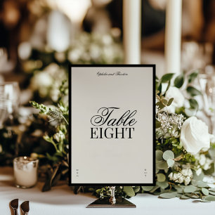 Aria   Número de mesa de boda elegante beige negro
