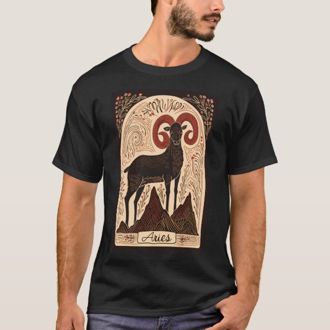 Aries - Arte celestial Zodiaco de camiseta (Anverso)