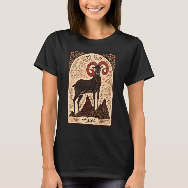 Aries — Arte celestial zodiaco de camiseta (Anverso)