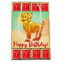 Aries - Bolsa de regalo mediana de cumpleaños