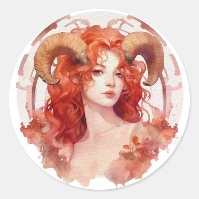 Aries Classic Round Pegatinas (Anverso)