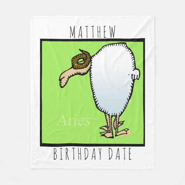 Aries de Rótulo Zodiac en una manta de cumpleaños  (Anverso)