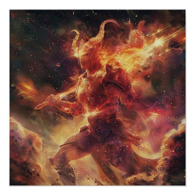 Aries (El guerrero) Rótulo zodiaco Poster de deida (Anverso)