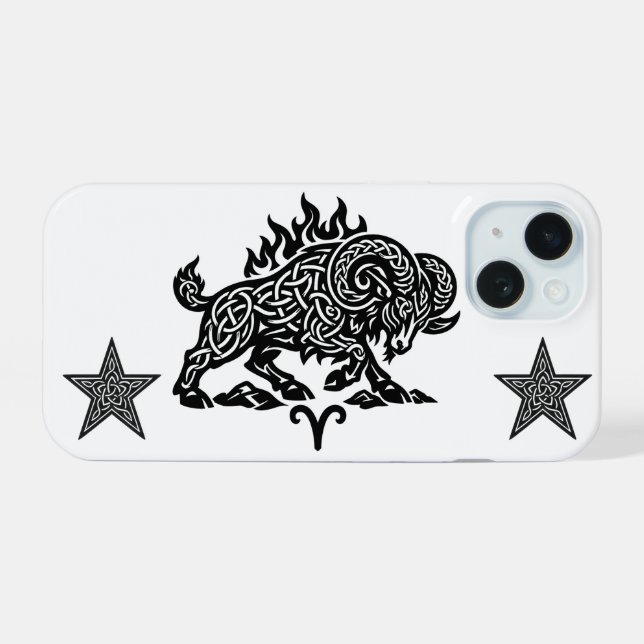 Aries Fuego‑Carnero – Zodiaco de Tinta Embrujada C (Reverso Horizontal)