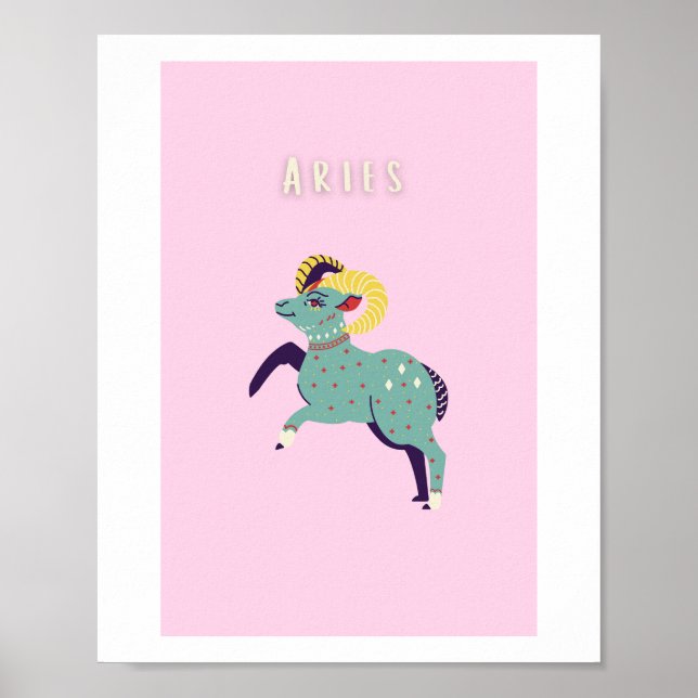 Aries rosa, zodiaco, impresión de signo estelar (Frente)