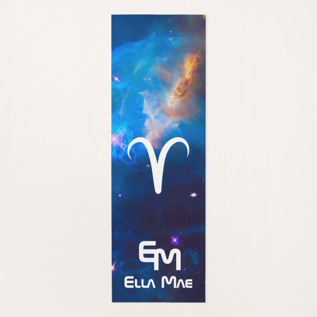 Aries Zodiac Blue Yoga Mat personalizado (Anverso)