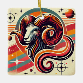 Aries Zodiac Navidad Ornamento Retro Diseño