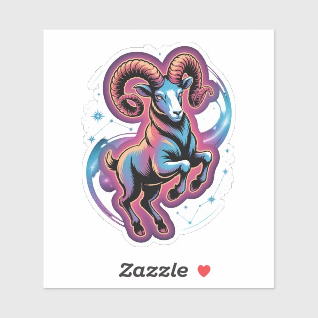 Aries Zodiac Ram Pegatina de Ilustracion cósmico (Hoja)
