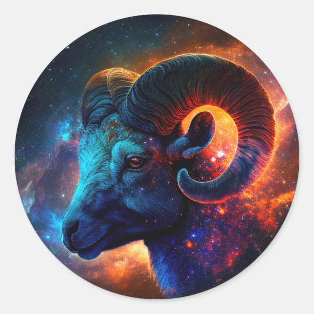 Aries Zodiac Star Sign Round Pegatina (Anverso)