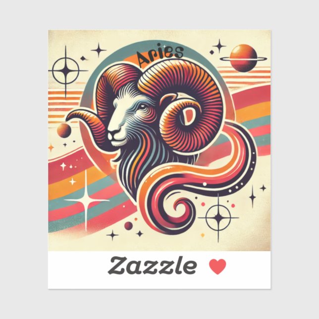 Aries Zodiac Vinyl Pegatina Retro Diseño (Hoja)