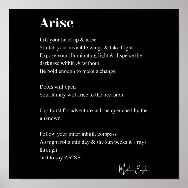 Arise poesía poesía decoración de arte de paredes  (Frente)