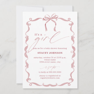 ARIYA | Invitación a Baby Shower Es una Niña Lazo