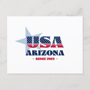 Arizona en postal roja, blanca y azul