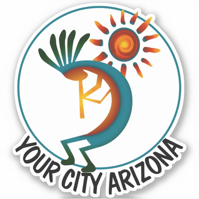 Arizona Kokopelli con Sun Personalizado Pegatina v (Anverso)